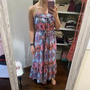 Gap XS Halter floral maxi dress with wrap around tie
